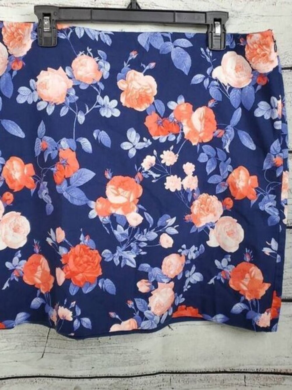 Talbots Size 14 Navy Floral Lined Skirt